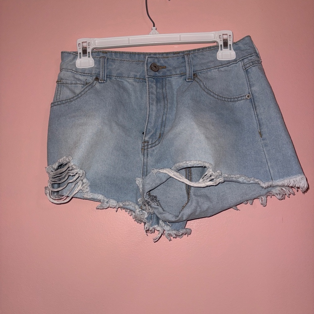 Rewash Light Blue Distressed Jean Shorts